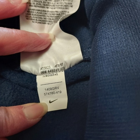 Nike Men's Navy‎ Blue Therma Fit Hoodie Super Bowl XLIX Patriots "Wicked Fourth" - Picture 11 of 12